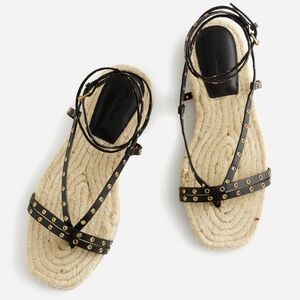 MADEWELL Mira Espadrille Thong Sandal - Black - Size 9.5